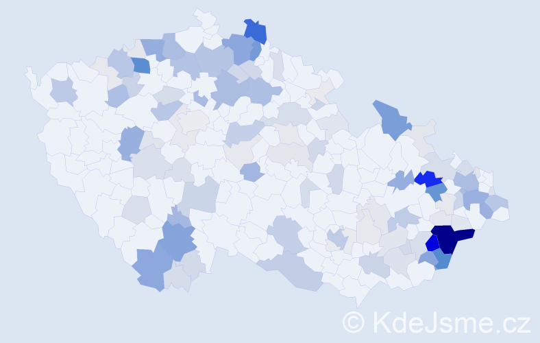 Příjmení: 'Daňová', počet výskytů 508 v celé ČR