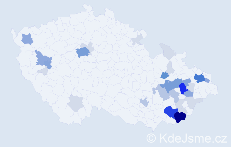 Příjmení: 'Klabačka', počet výskytů 104 v celé ČR