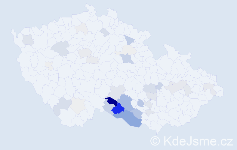 Příjmení: 'Kacetlová', počet výskytů 136 v celé ČR