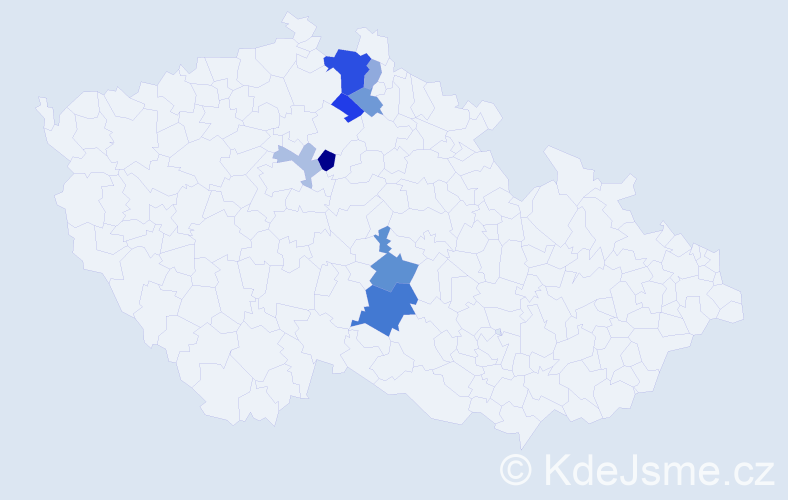 Příjmení: 'Pruknar', počet výskytů 18 v celé ČR