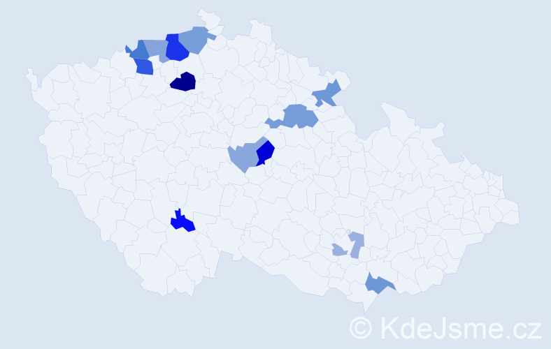 Příjmení: 'Gábel', počet výskytů 31 v celé ČR