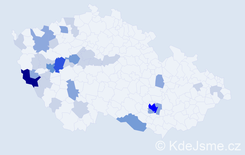 Příjmení: 'Heindlová', počet výskytů 77 v celé ČR