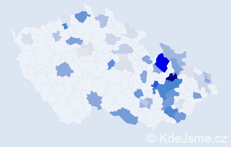 Příjmení: 'Kluková', počet výskytů 187 v celé ČR