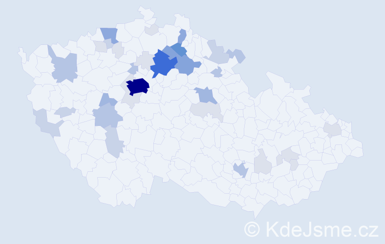 Příjmení: 'Valkoun', počet výskytů 117 v celé ČR