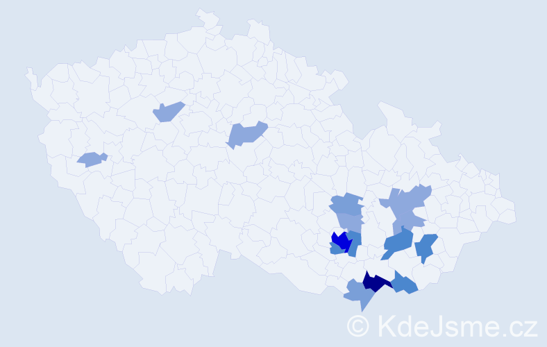 Příjmení: 'Polešáková', počet výskytů 35 v celé ČR