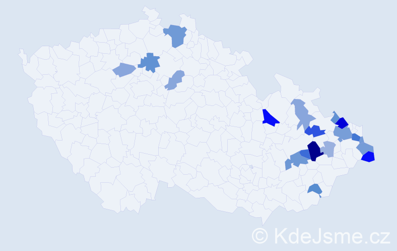 Příjmení: 'Plaskurová', počet výskytů 45 v celé ČR