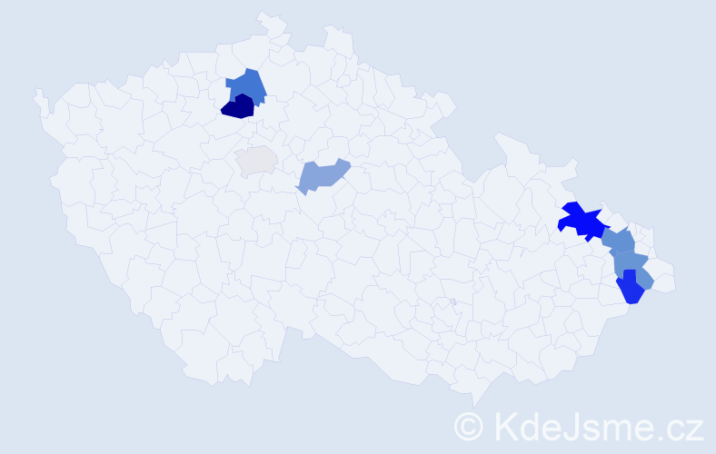 Příjmení: 'Madry', počet výskytů 18 v celé ČR