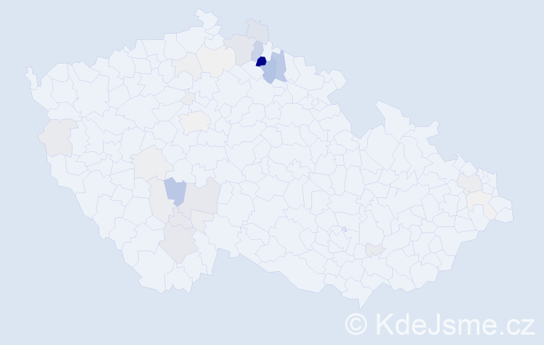 Příjmení: 'Kurfiřt', počet výskytů 134 v celé ČR