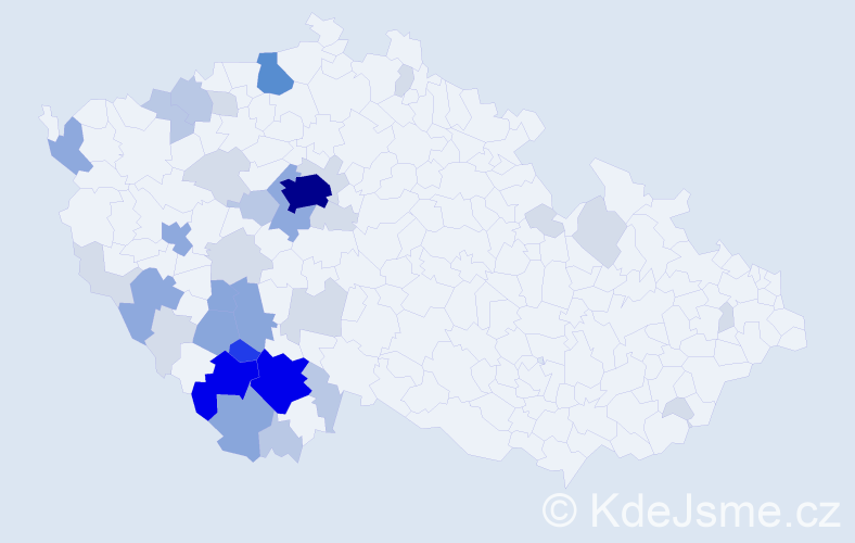 Příjmení: 'Hucková', počet výskytů 119 v celé ČR
