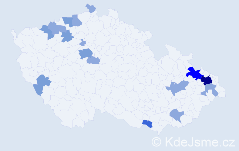 Příjmení: 'Mačuga', počet výskytů 36 v celé ČR