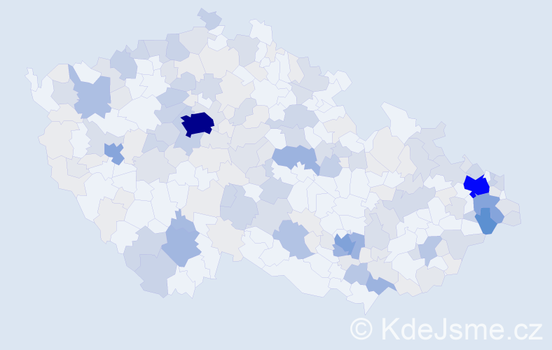 Příjmení: 'Kokeš', počet výskytů 697 v celé ČR