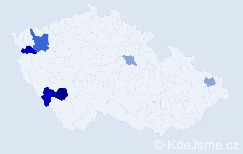 Příjmení: 'Kavec', počet výskytů 9 v celé ČR