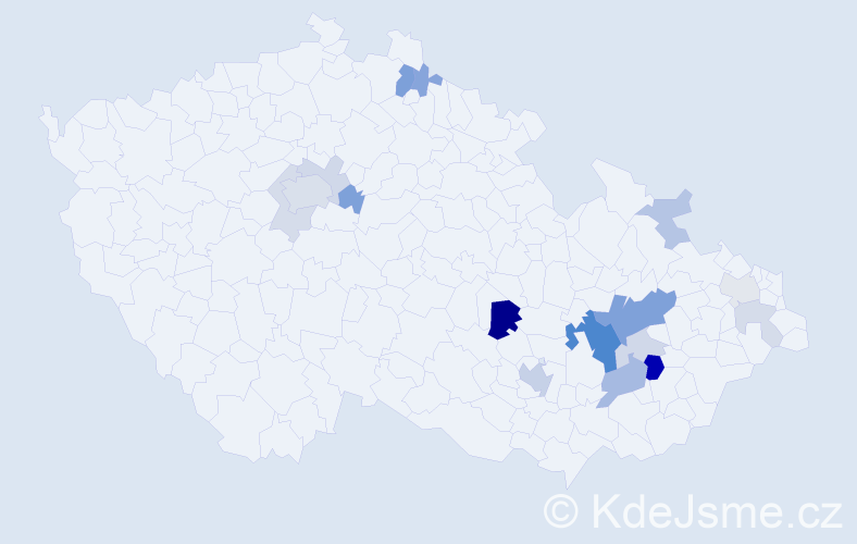 Příjmení: 'Došlíková', počet výskytů 45 v celé ČR