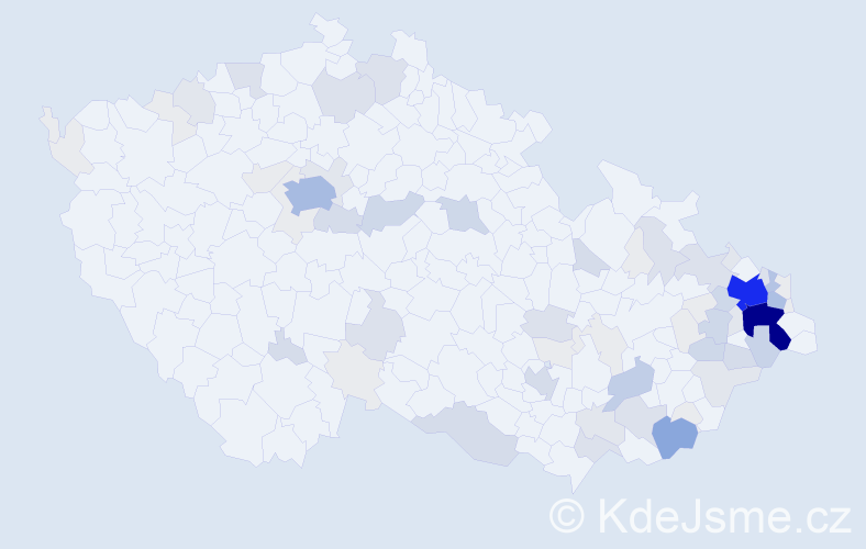 Příjmení: 'Mojžíšková', počet výskytů 290 v celé ČR