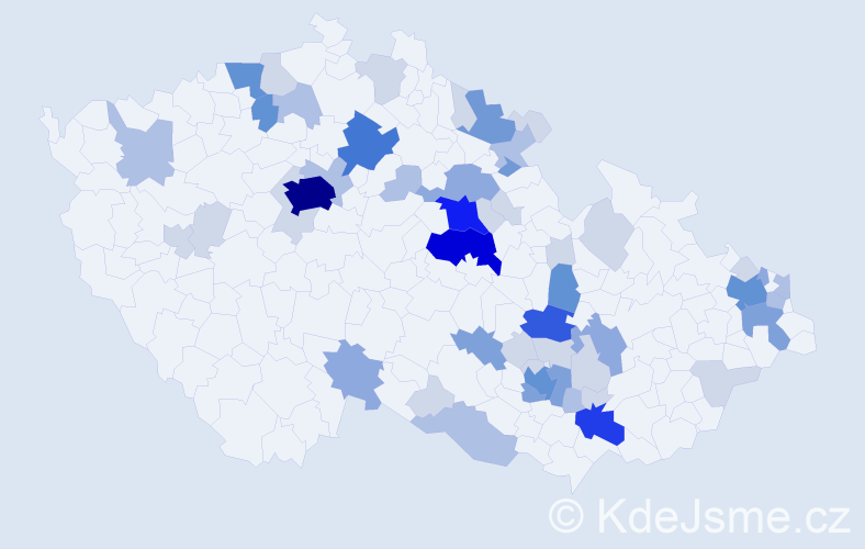 Příjmení: 'Barva', počet výskytů 167 v celé ČR