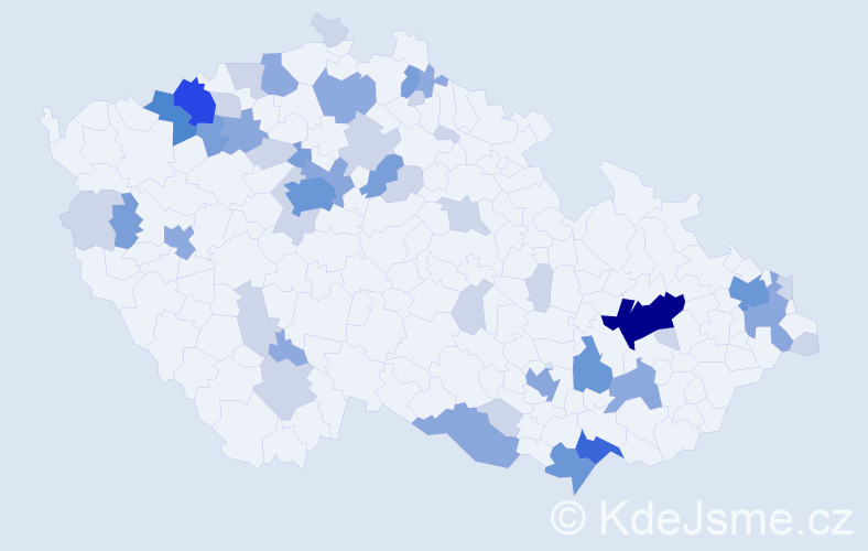 Příjmení: 'Šarközi', počet výskytů 132 v celé ČR