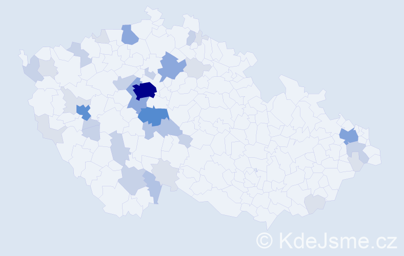 Příjmení: 'Ciglerová', počet výskytů 106 v celé ČR