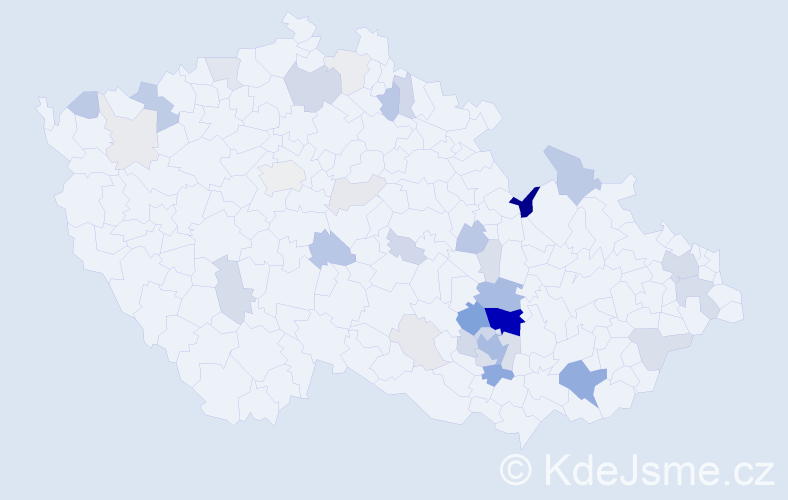 Příjmení: 'Čumová', počet výskytů 134 v celé ČR