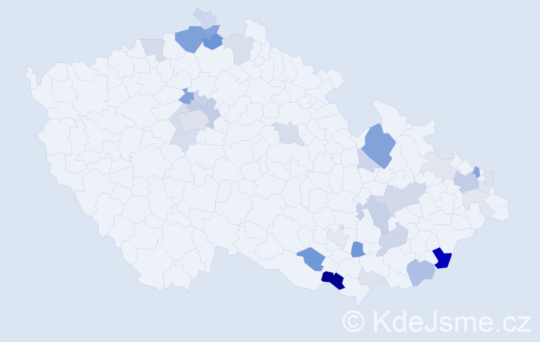 Příjmení: 'Macharová', počet výskytů 102 v celé ČR