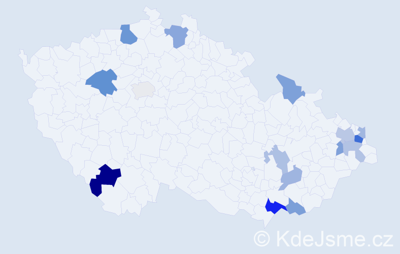 Příjmení: 'Horinková', počet výskytů 28 v celé ČR