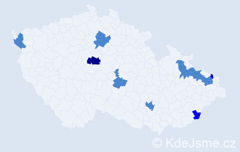 Příjmení: 'Turák', počet výskytů 14 v celé ČR