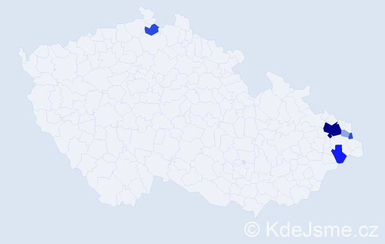 Příjmení: 'Jamka', počet výskytů 16 v celé ČR