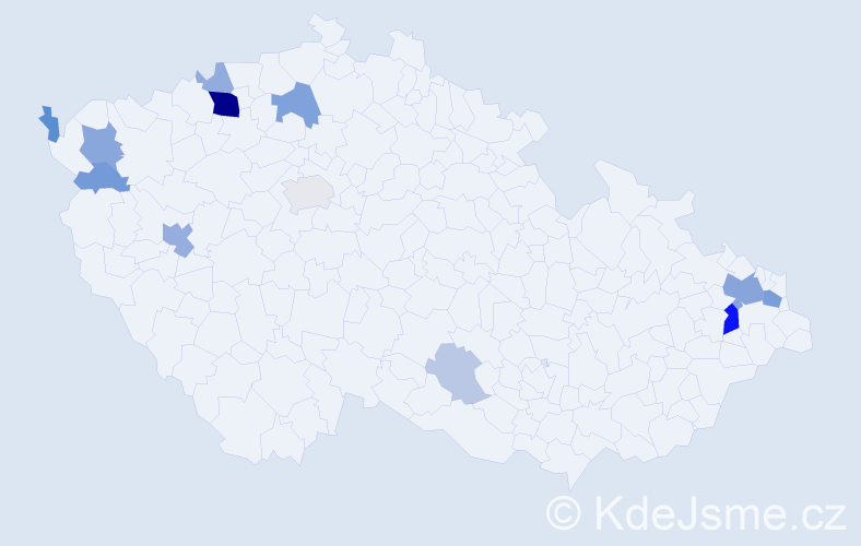 Příjmení: 'Klemparová', počet výskytů 35 v celé ČR