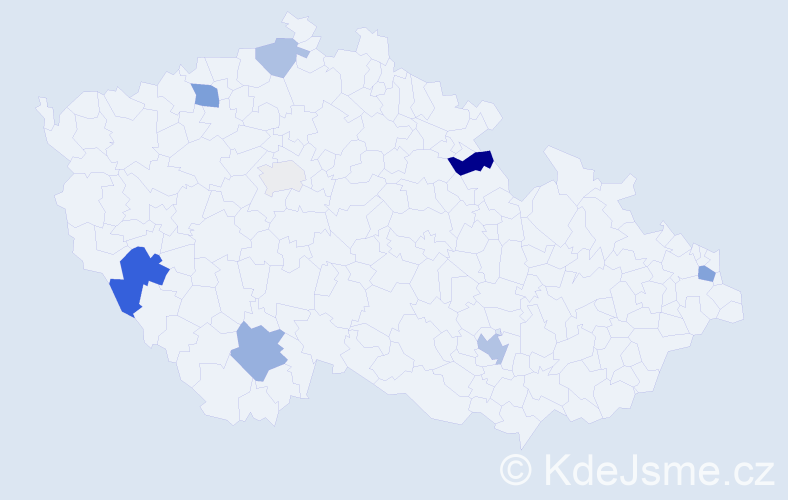 Příjmení: 'Ivica', počet výskytů 16 v celé ČR