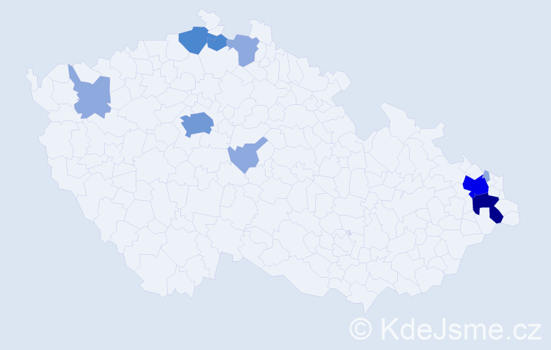 Příjmení: 'Kolčák', počet výskytů 23 v celé ČR