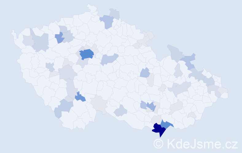 Příjmení: 'Hasil', počet výskytů 190 v celé ČR
