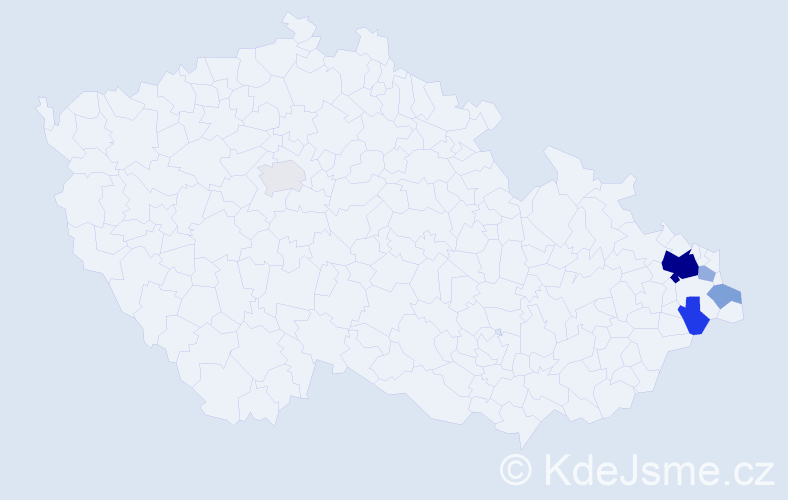 Příjmení: 'Jamka', počet výskytů 17 v celé ČR