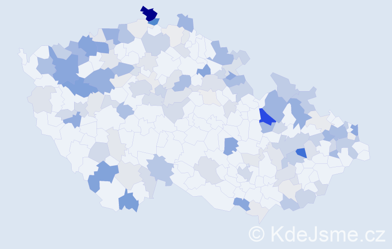 Příjmení: 'Kuruc', počet výskytů 366 v celé ČR