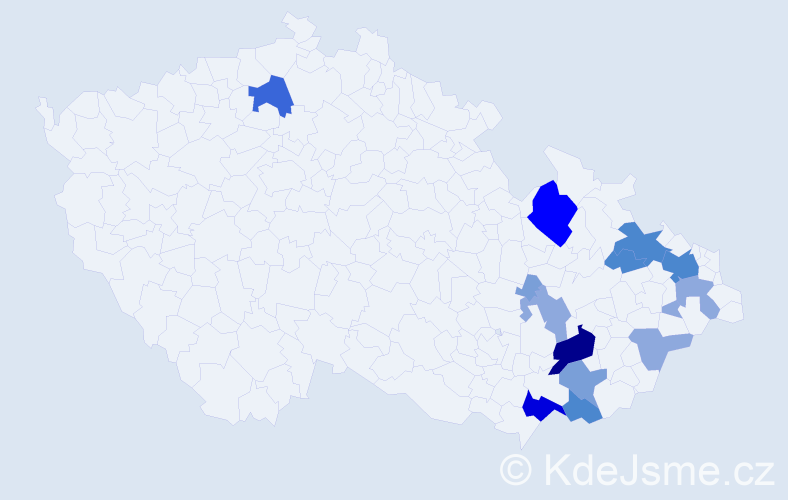 Příjmení: 'Ospalík', počet výskytů 42 v celé ČR