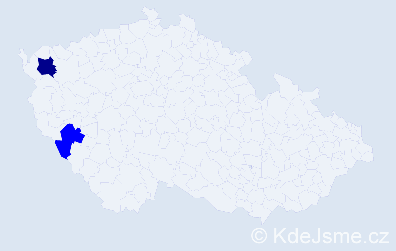 Příjmení: 'Telin', počet výskytů 5 v celé ČR