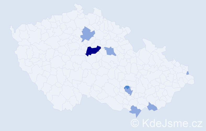 Příjmení: 'Flachbartová', počet výskytů 13 v celé ČR