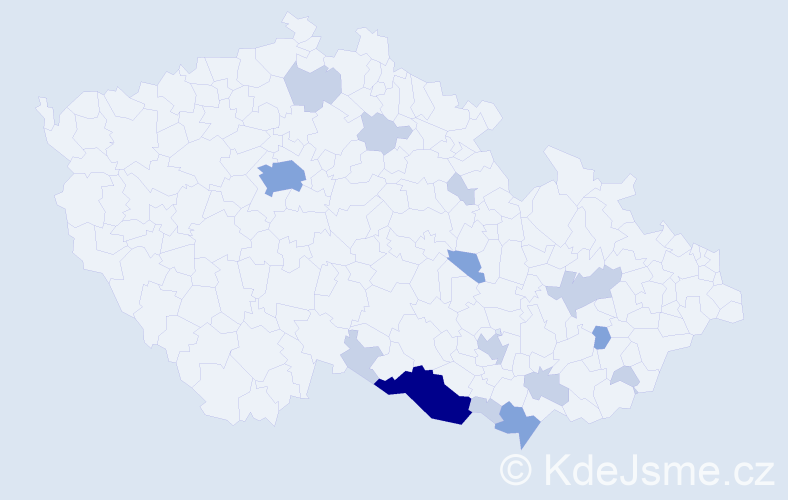 Příjmení: 'Geba', počet výskytů 33 v celé ČR