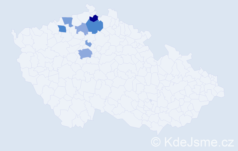 Příjmení: 'Kravcov', počet výskytů 19 v celé ČR