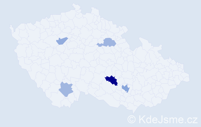 Příjmení: 'Miškela', počet výskytů 8 v celé ČR
