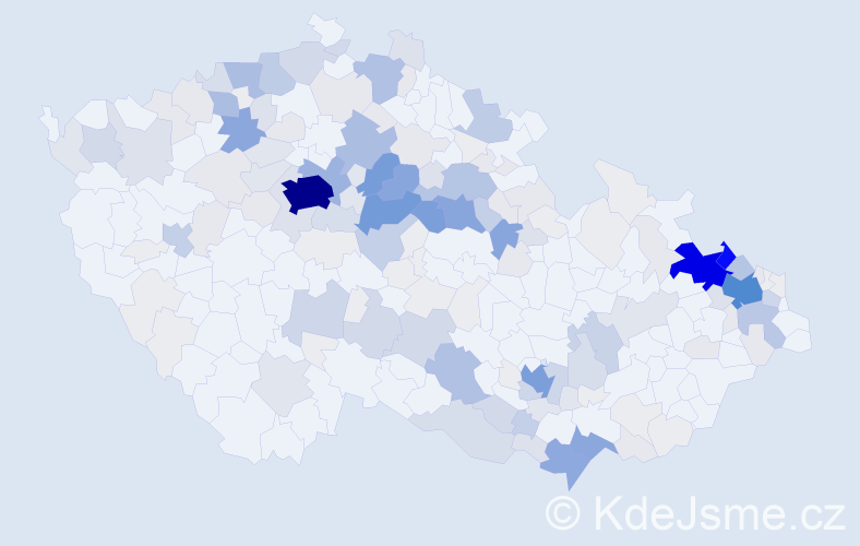 Příjmení: 'Kurka', počet výskytů 938 v celé ČR