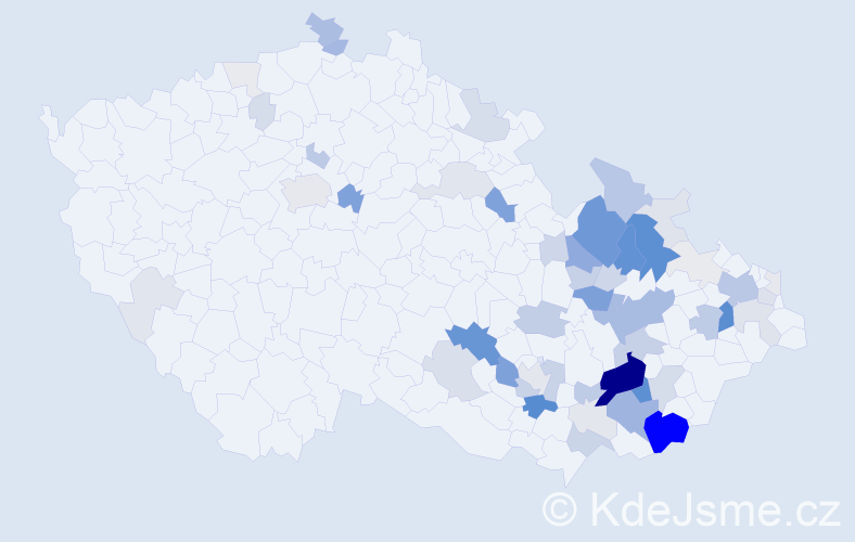Příjmení: 'Kunčarová', počet výskytů 245 v celé ČR