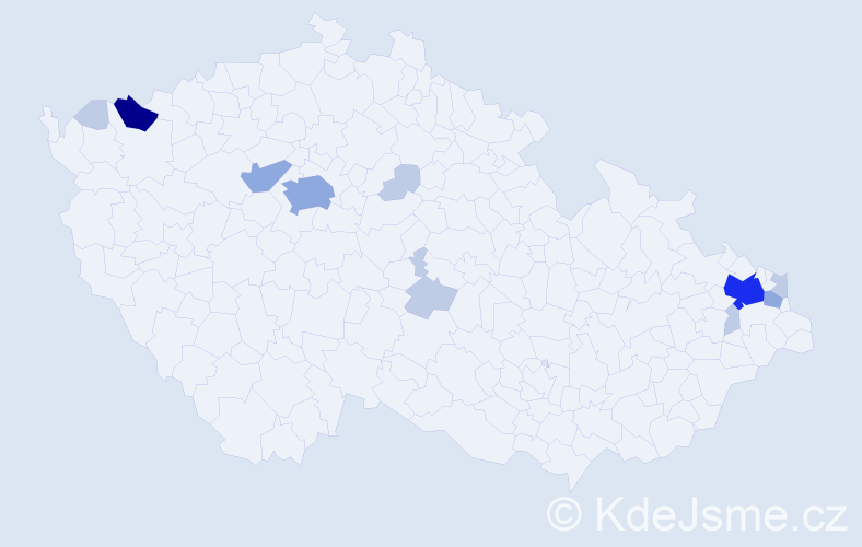 Příjmení: 'Kocifajová', počet výskytů 28 v celé ČR