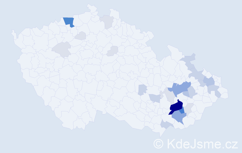 Příjmení: 'Baštinec', počet výskytů 88 v celé ČR