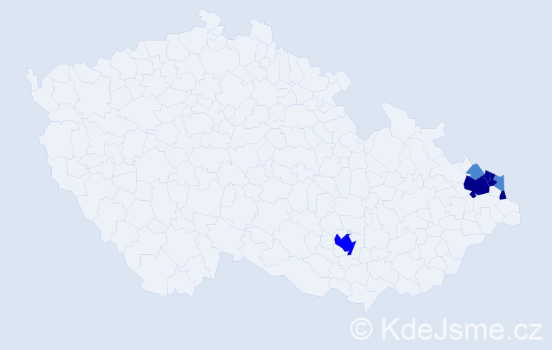 Příjmení: 'Tremboš', počet výskytů 16 v celé ČR