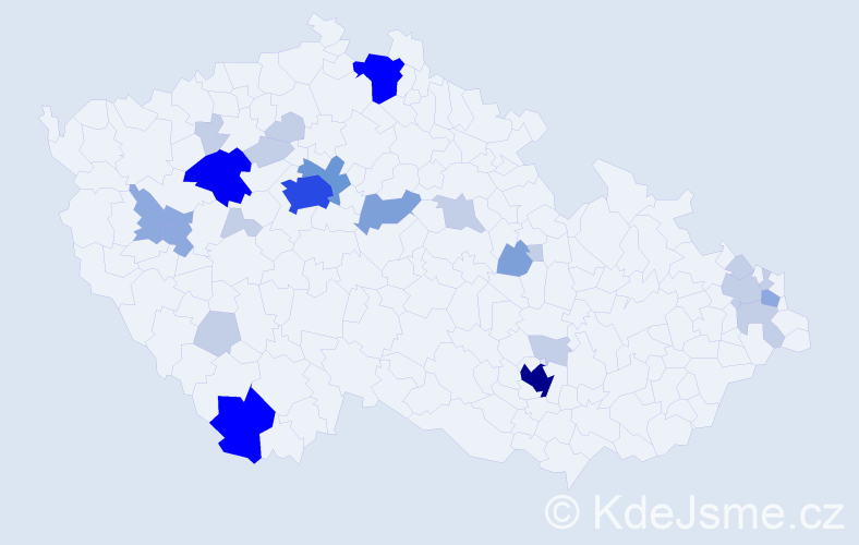 Příjmení: 'Valentin', počet výskytů 71 v celé ČR