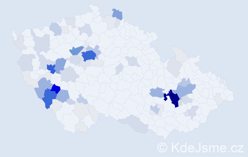 Příjmení: 'Melka', počet výskytů 358 v celé ČR