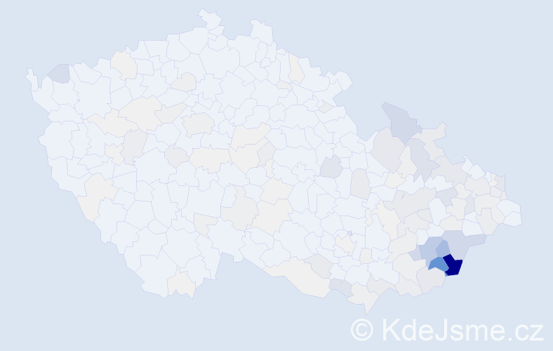 Příjmení: 'Machů', počet výskytů 1060 v celé ČR