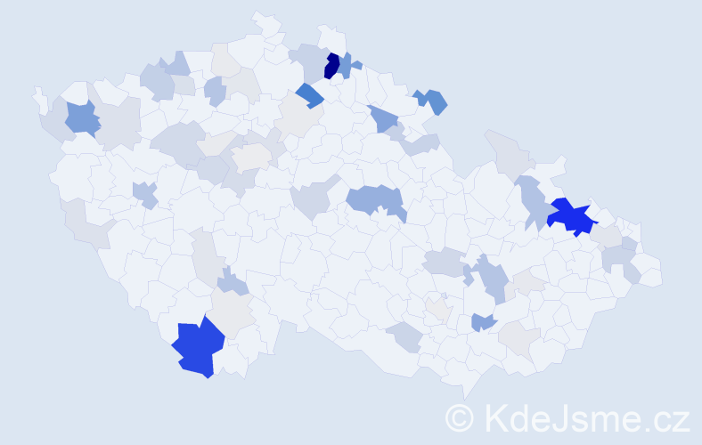 Příjmení: 'Čarný', počet výskytů 207 v celé ČR