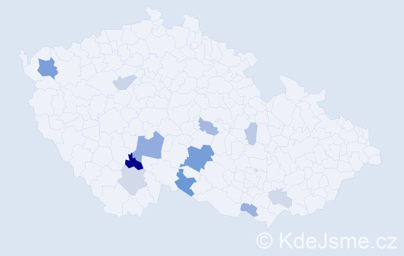 Příjmení: 'Chvojsík', počet výskytů 31 v celé ČR