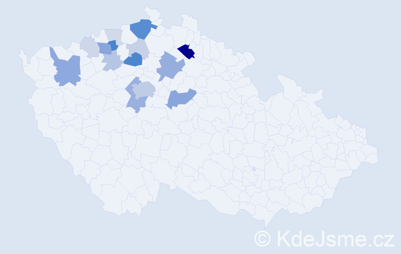 Příjmení: 'Kybalová', počet výskytů 49 v celé ČR