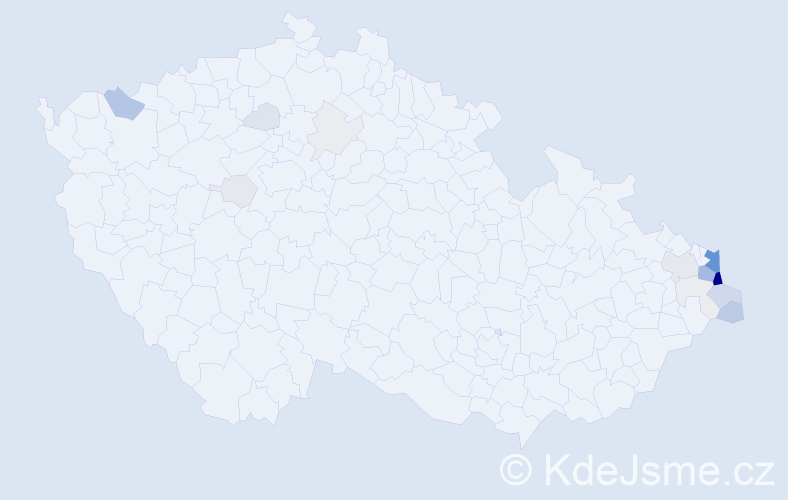 Příjmení: 'Morawiec', počet výskytů 70 v celé ČR